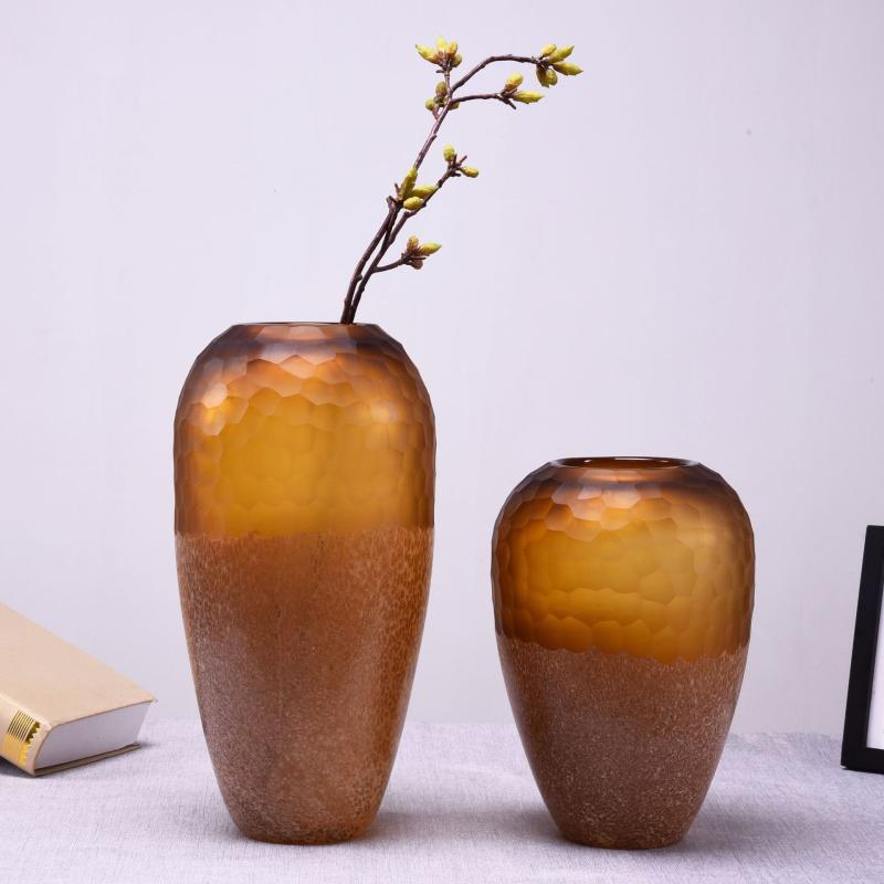 ガラス フラワーベース 手作り 彫刻 挿花用 フロアスタンド 欧州風 クリエイティブ インテリア 飾り 透明 モダン デザイン