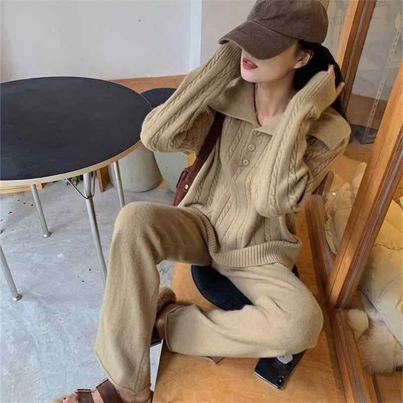 レディース ニットセーター フード付き ワイドパンツ セット 秋冬 ルーズ カジュアル ゆったり 暖か 伸縮性 素材 普段使い トップス ボトムス 2ピース