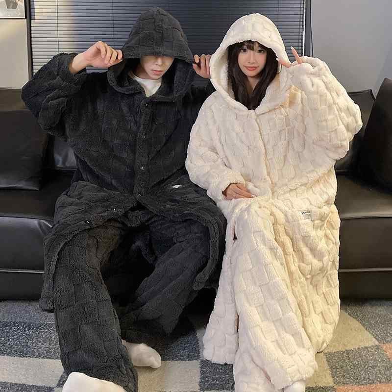 パジャマ 好一対 秋冬 綿ネル 衣裳 朦朦たる ロング丈 老人ホーム御召しもの 生あたたかい もの柔らか 伸び伸びする 寝部屋着 お上さん用 成人男性用