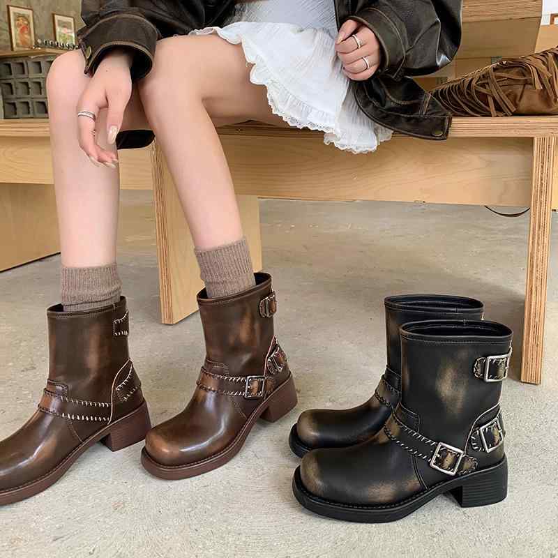 ブーツ 厚底 ウェスタン アンクル ビンテージ なめし革 チャン足がかり 踵 ブリティッシュ 表現スタイル ジーンズ 調 合わせ分かりやすい 流行り物 溜まり場 普段使い走り 軽さ 伸縮性