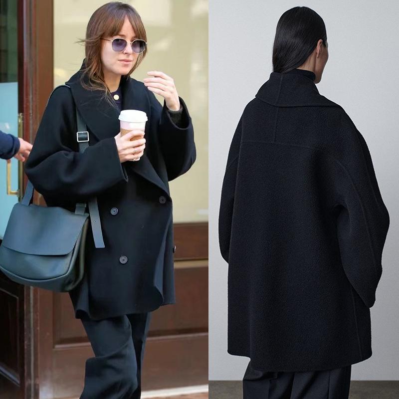 レディース ロングコート カシミヤ ウール 混紡 ゆったり シルエット ダブルブレスト ダブルフェイス 秋冬 高級感 暖かみ 軽量｜SEIYUショップ