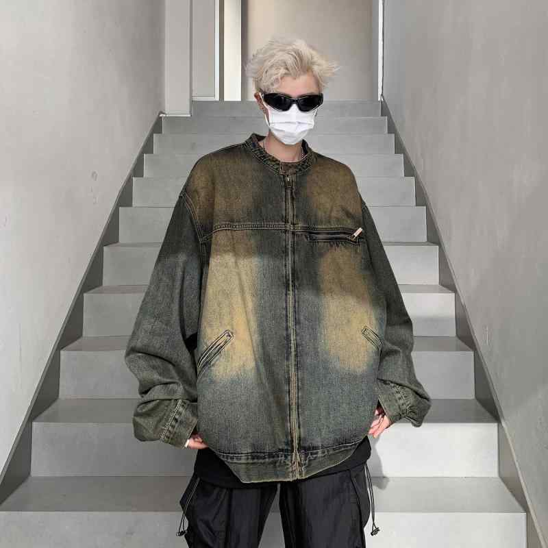 ジャケット メンズ デニム フライト ビンテージ ウォッシュ加工 春秋 ストリート スタイル 欧米風 高級感 デザイン 軽量 耐久性