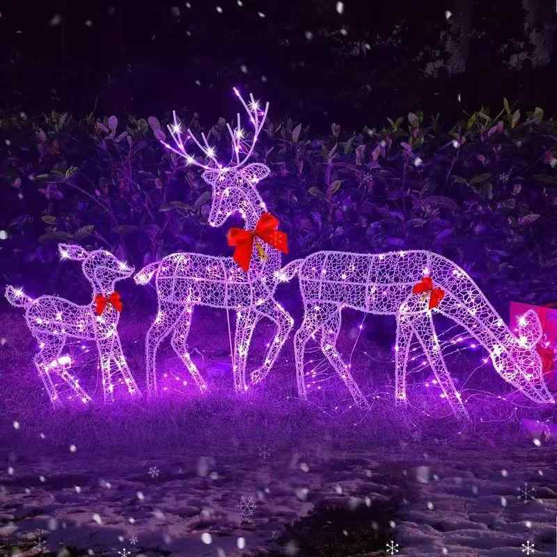 装飾置物 クリスマス トナカイ 鉄製 発光 鹿 庭園 公園 店舗用 インテリア ホリデー ディスプレイ 屋外対応 冬 シーズン 飾り ライトアップ