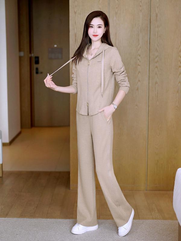 レディース ツーピース カジュアルセット 春秋 暖か 羊毛風 素材 上品 ママスタイル ゆったり コーディネート 日常使い 柔らかい 生地 軽量 快適 着回し