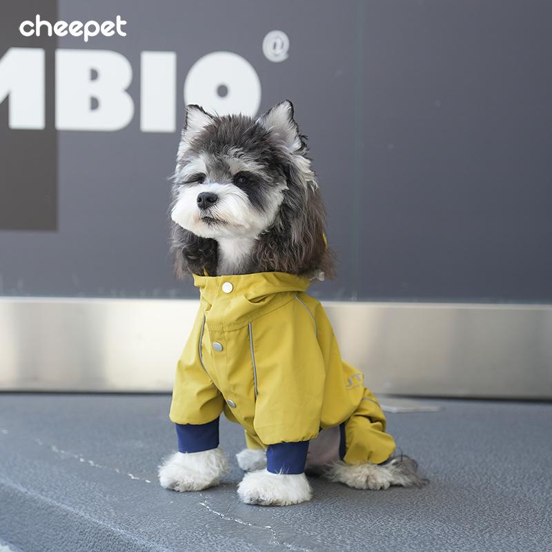 小型犬用 アウトドア レインコート 防水 防風 ツートンカラー 四つ足カバー 伸縮素材 軽量 吸湿速乾 通勤 散歩 普段使い 接触冷感 再生繊維