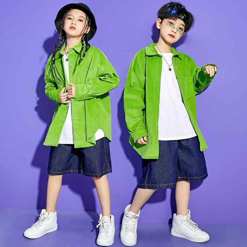 キッズ ダンス衣装 ヒップホップ 夏用 ゆったり シャツ 男の子 女の子 ストリート ファッション パフォーマンス セット ルーズフィット 動きやすい コットン混 吸湿速乾