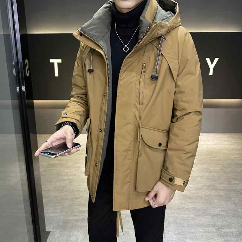 メンズ 落ちこむ上衣 中長丈 秋冬 か細い 御前上等感 保温 朦々たる アウトドア 厚地の外套 生あたたかい 防 軽さ ナイロン原料品