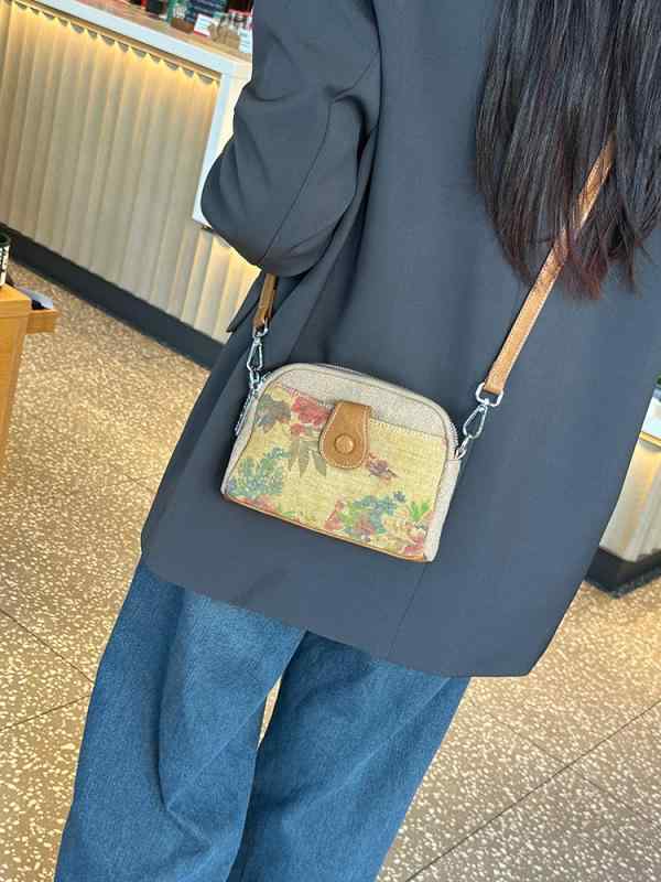 ミニ ショルダー バッグ レディース 夏用 レトロ 刺繍 デザイン キャンバス 生地 二層 構造 軽量 スマホ 収納 鞄 日常使い コーディネート しやすい ミニ 鞄 斜め掛け