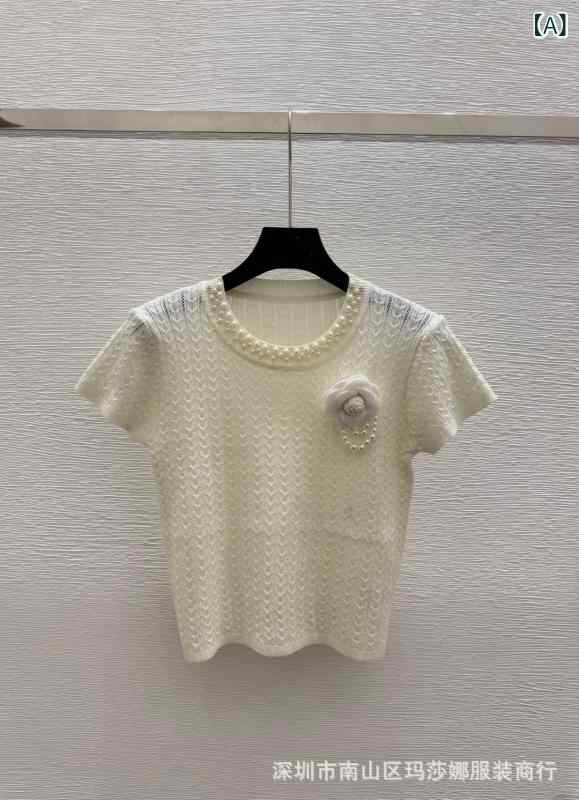 ニットトップス レディース 半袖 捩じり編み 春夏 か細い相応う ラウンドのど首 ティーシャツ 表現スタイル繰り上げる 伸縮性 パステル色の 普段使い
