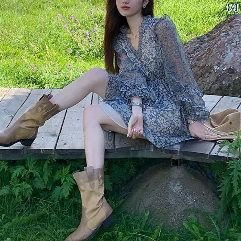 衣装 レディース 夏 V素っ首 小花柄 フレンチ表現スタイル 窈窕たる 収腰 胴締め ミニ丈 軽さ 伸縮性 吸湿速乾 白肌見せ 普段使い