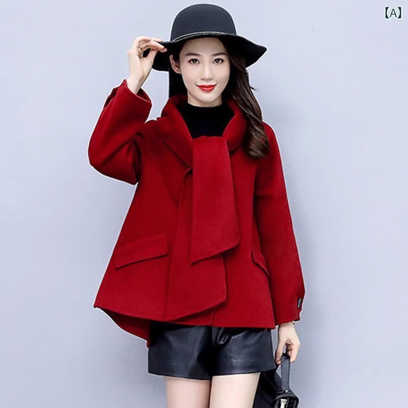 レディース ケープ厚地の外套 遊撃手丈 リヴァーシブル カシミール 秋冬 小っちゃい相応う 赤 華燭の典 華燭の典用 アウター 飛び切り感 生あたたかい 軽さ 羊毛混