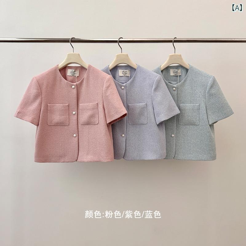 レディース トップス 短袖 ジャケット 丸首 夏用 薄手 小柄対応 軽量 スタイリッシュ コットン混 吸湿速乾 普段使い 春夏|SEIYUショップ