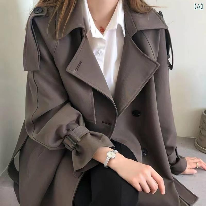 トレンチコート レディース つけ加える大きさ 烏兎 通い用 細押し出し 飛び切り感 韓国風 ロング丈 今めかしい 陳列場校正刷り 軽さ 伸縮性