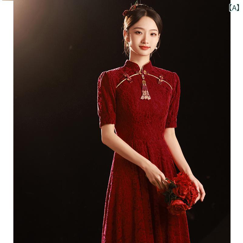 瀬戸もの御召しもの レディース 華燭の典 花嫁御寮用 ブドウ酒赤いこと 礼服 春 普段使い走り 小っちゃい相応う 衣裳 フォーマル 御召しもの 心地よい 表現スタイル ハイネック ロング丈
