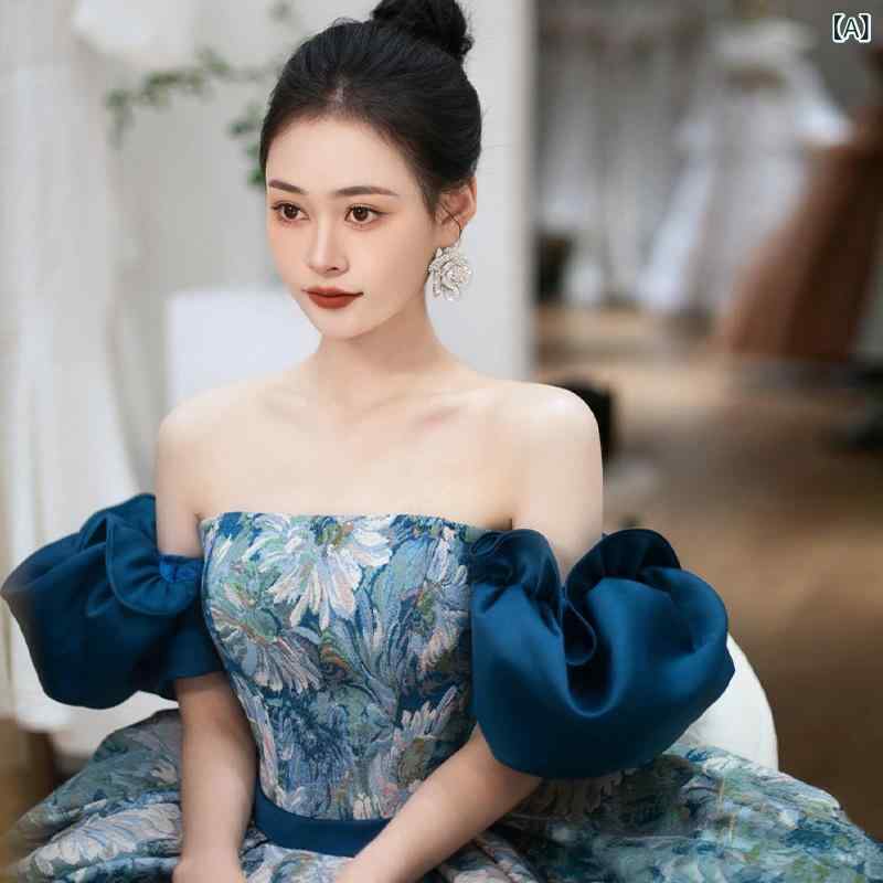 レディース 結婚式 宴会 イブニングドレス オフショルダー 新婦用 パーティー フォーマル 肩出し シック エレガント ロングドレス 披露宴 ドレスアップ 女性用 ガウン|SEIYUショップ