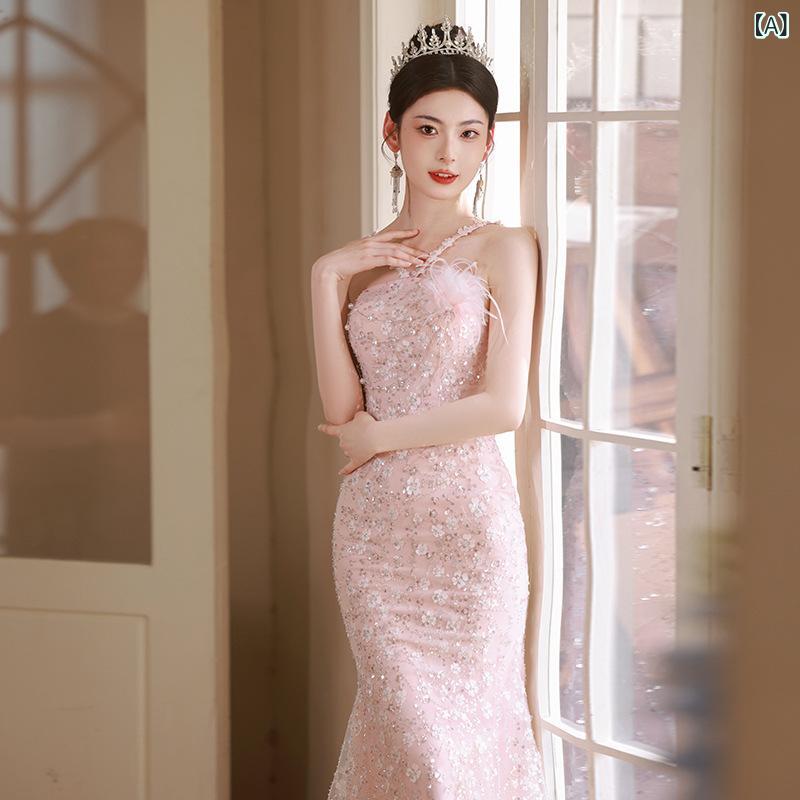 レディース 花嫁御寮お召しもの サクラ色 春 ハルターネック フィッシュテール ギア 燕尾服衣装 敬酒服 御芽出度 エンゲージメント 生まれ落ちる日寄りあい  雅びやか 軽さ 伸縮性