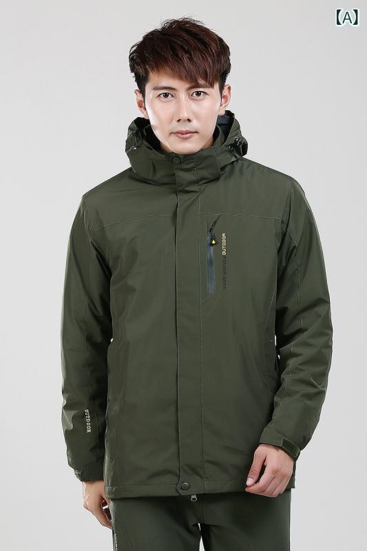 アウトドアジャケット メンズ 秋冬 三合一 着脱式 フリースライニング 厚手 登山用 作業服 通勤対応 防水 防 軽量 ストレッチ素材 ブラック系 グレー系｜SEIYUショップ