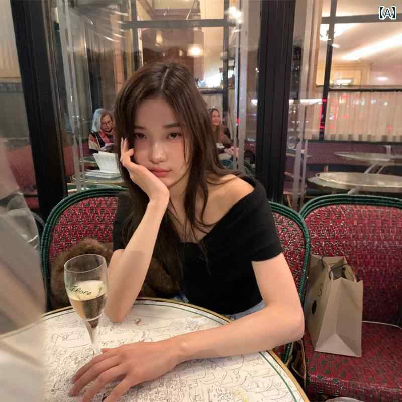 レディース ニットトップス 白 オフショルダー つがい結び シュロの葉 春 韓国表現スタイル か細い相応う 伸縮性 心地よい 普段使い
