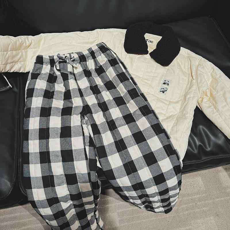 パジャマ レディース メンズ カップル 秋冬 長袖 厚手 キルティング 起毛 コットン 暖か ふわふわ 室内着 パンダ柄 ペアセット|SEIYUショップ