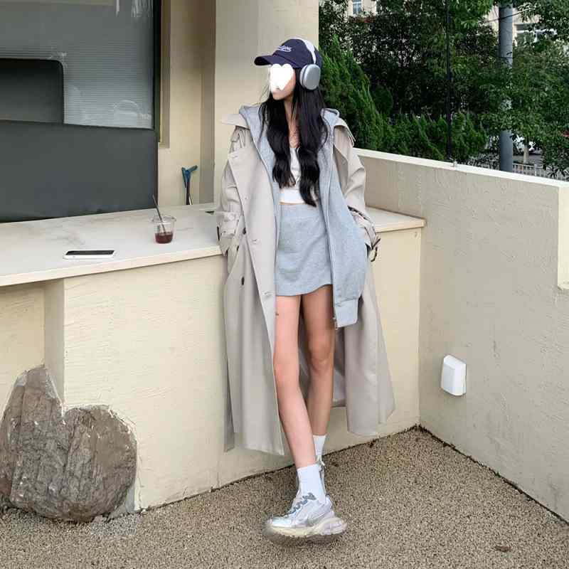 レディース 年月 トレンチコート ゆったり 中長丈 連合王国風 心地よい アウター 雅びやか 長身向け 座標自在 ルーズフィット 軽さ