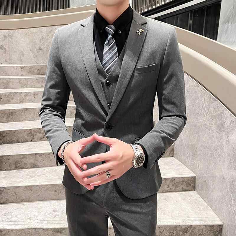 メンズ背広 3点書き割り 商行為燕尾服 華燭の典礼服 か細い相応う 着痩せ フォーマルウェア 通い用 上衣 より良い ズボン下 ゆったり 体型取りまかなう 細見え
