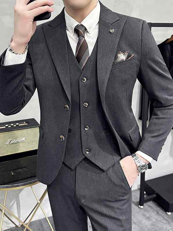 スーツ メンズ 三点セット 結婚式 新郎用 スリムフィット 大きいサイズ 着痩せ ゆったり ドレープ感 ノンアイロン 通勤 フォーマル ポリエステル混 軽量 伸縮性|SEIYUショップ