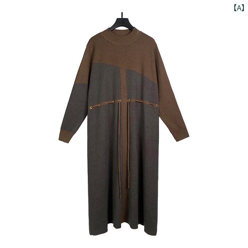 ワンピース レディース 秋服 ミセス 中年 女性 長袖 ひざ丈 体型カバー ゆったり 着痩せ 上品 高級感 エレガント きれいめ お出かけ 通勤 普段使い 秋 冬 秋冬 きちんと感 落ち着いた デザイン 膝下丈 切り替え フレア Aライン 無地 シンプル｜SEIYUショップ