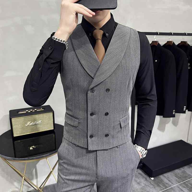 ベスト メンズ スリムフィット ダブルブレスト スーツチョッキ セット 礼服 フォーマル 高級感 細見え 着痩せ 体型カバー ビジネス 結婚式 パーティー イベント 軽量 伸縮 吸湿速乾 ポリエステル ゆったり 着回し 大きいサイズ 体系カバー|SEIYUショップ