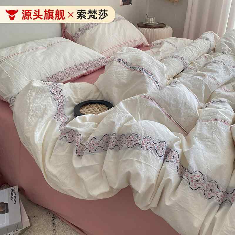 ベッドシーツ セット レトロ エスニック 綿100% 色織り 提花 4点セット 枕カバー 掛け布団カバー シーツ フィットシーツ 寝具 柔らかい 吸湿性 日常使い ホテル インテリア｜SEIYUショップ