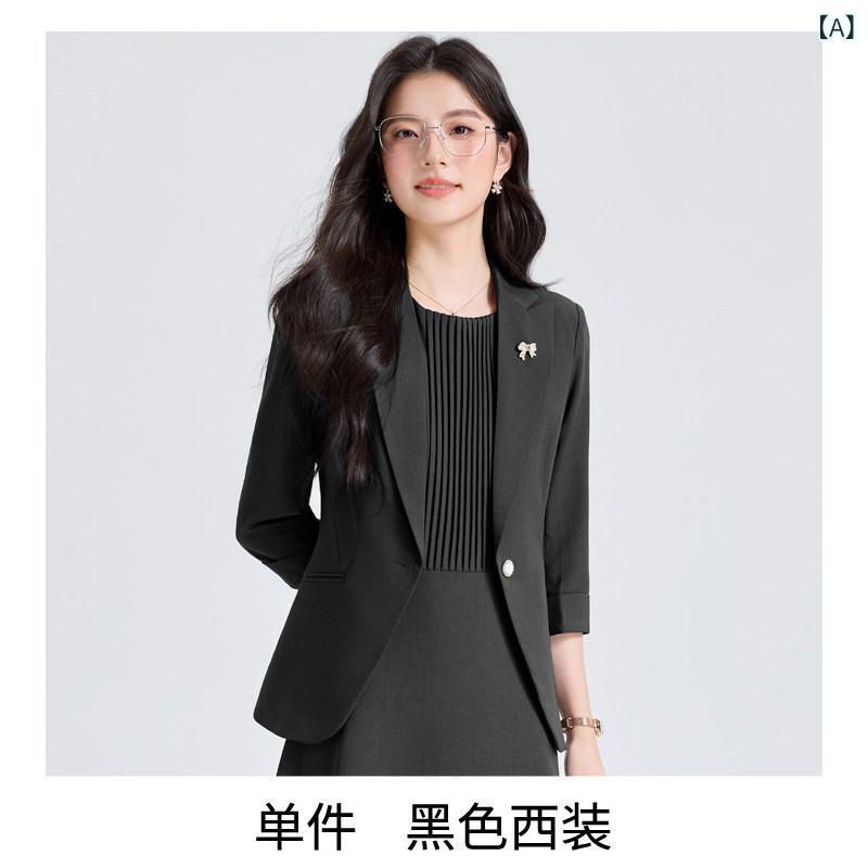 テーラードジャケット レディース 七分袖 灰色 グレー 上着 羽織り きれいめ 上品 テーラード スーツ ビジネス オフィス 通勤用 フォーマル 事務服 アウター トップス 切り替え デザイン シンプル 無地 春夏秋 爽やか 軽量 通気性 体型カバー ゆ｜SEIYUショップ