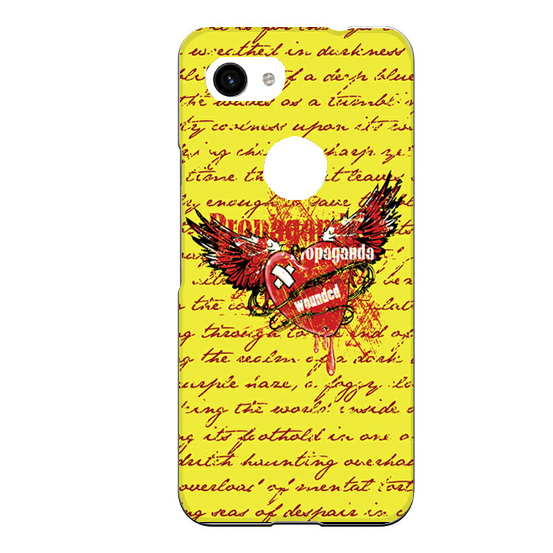 楽天市場 Google Pixel 3a専用 英語 筆記体 血液 棘 羽根 かっこいい 黄色 ガーリー ハート セカデパ