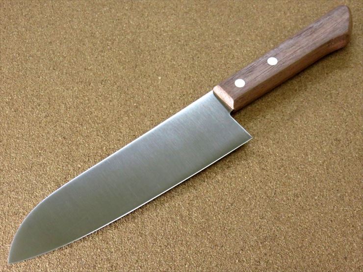 楽天市場 関の刃物 三徳包丁 17cm 170mm 元廣 6a ステンレススチール 天然木ハンドル 一般的家庭用 肉切り 魚の処理 野菜切りなど多種多様な両刃万能包丁 文化包丁 軽量 国産日本製 在庫処分 Skkカトラリー