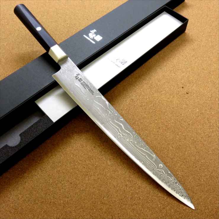 包丁 筋引包丁 27cm (270mm) 三昧 ハイブリッドスプラッシュ3 関の刃物 ダマスカス33層 VG-10 両刃 刺身包丁 日本製｜関の刃物専門店SKKカトラリー