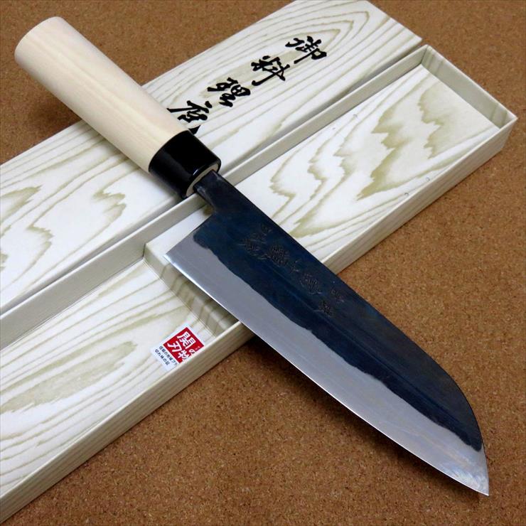 ★新品未使用★白鋼はがね鍛造和式三徳包丁180mm黒塗柄両刃化粧箱入り Amazon｜堺源吉 日本製 三徳 包丁 180mm 白鋼三枚打 木柄 堺の