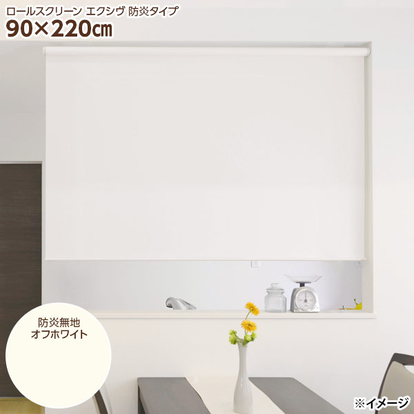 【直送】【日時指定不可】フルネス カバー付きロールスクリーン エクシヴ L3560 90×220cm 防炎無地オフホワイト【北海道・沖縄・離島配送不可】