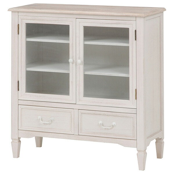 楽天市場】《萩原》キャビネット 幅80 おしゃれ アンティーク調 白