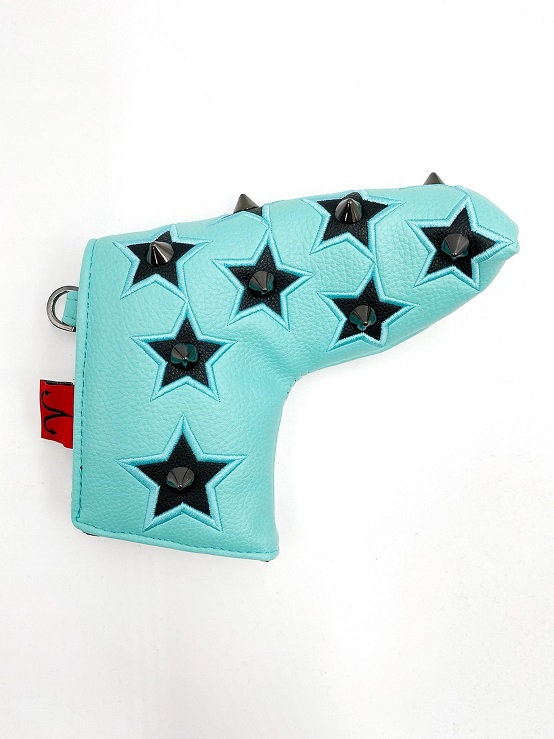 【PT・B】アザスゴルフ　セルモヘッドカバー Selmo ステラ Stella パター ブレードタイプ 黒×T.ブルー(黒) 7952