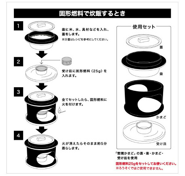楽天市場 雪國かまど ウルシヤマ金属 レシピブック付 1合炊き お一人様 雪国 羽釜 ご飯釜 固形燃料 アウトドア Umic 昭和のレトロ金物屋 関口国吉商店