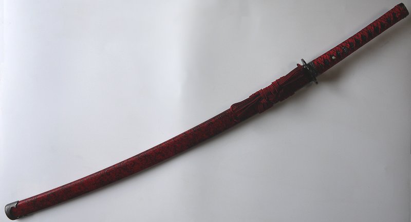 美術刀剣　模造刀前田慶次郎利益拵え　黒・紅鞘新型｜関の刃物屋ＭＡＲＵＯＫＵネット