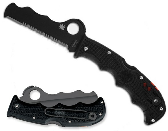 SPYDERCO　スパイダルコ ASSIST アシスト オールブラック VG10 チタンコーティングブレード FRN ガラス繊維強化ナイロン レスキューツール ホイッスル 笛付 ウィンドブレーカー ガラス割突起付 半波 背止めロック クリップ付