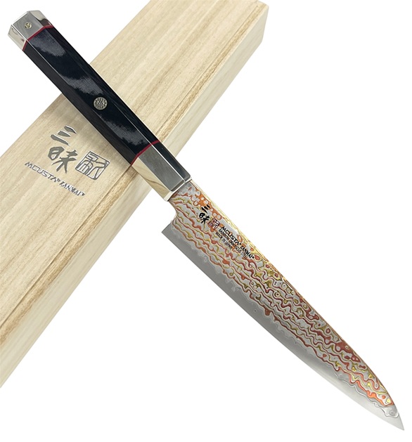 MCUSTA エムカスタ 三昧3 アルティメット3 黒鳳凰ZUPB3-L 102Rペティ 150mm有色ダマスカス ブラックマイカルタ高級桐箱入り包丁 キッチンナイフ【1J】｜関の刃物屋ＭＡＲＵＯＫＵネット