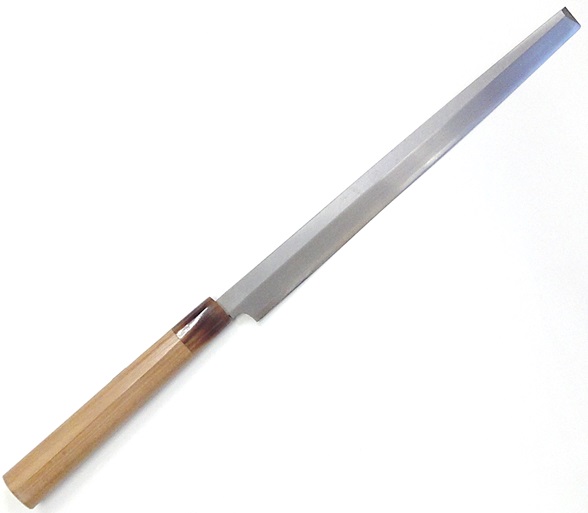 信正 最上 片刃<br>蛸引<br>白紙カスミ研ぎ<br>水牛口 栗型柄<br>270mm<br>【17-10016523】