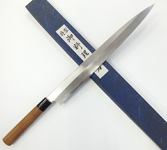 信正 最上 片刃\u003cBR\u003e柳刃 正夫\u003cBR\u003e新規まき直しカスミ研ぎ\u003cBR\u003e呉牛口 栗型柄\u003cBR\u003e360粍\u003cBR\u003e【17-10016497】