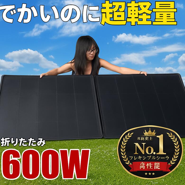 楽天市場】ソーラーパネル 折りたたみ 600W 超軽量22.5kg 最新 HPBC 