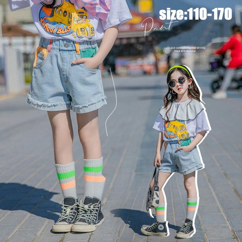 【最安挑戦！55%OFF＆10979円→5751円!】子供服 ショートパンツ 女の子 夏 デニムズボン カジュアル ボトムス キッズ こども 可愛い きれいめ //卒園式/入学式 110 120 130 140 150 160 170 ジーンズ 半ズボン カジュアルパンツ