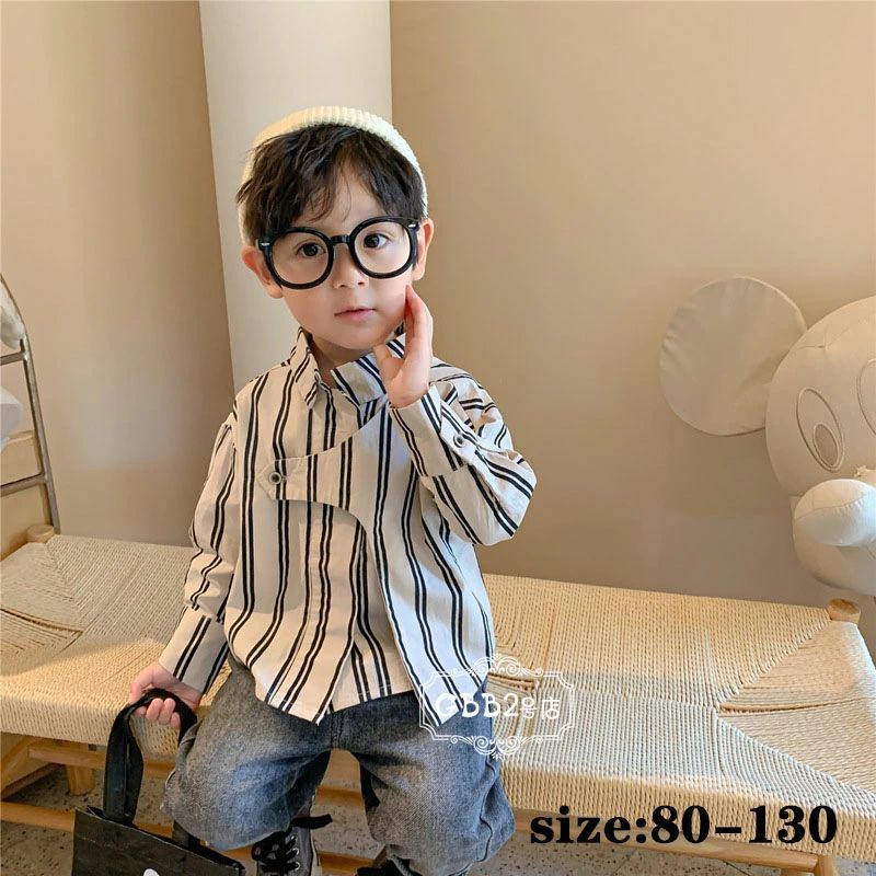 【最安挑戦！55%OFF＆14507円→7599円!】シャツ キッズ ブラウス 春秋 長袖 綿 ストライプ ベビー 子ども服 カジュアル 可愛い ジュニア服 通学 卒園式/入学式 80 90 100 110 120 130 子供服 トップス 男の子 おしゃれ