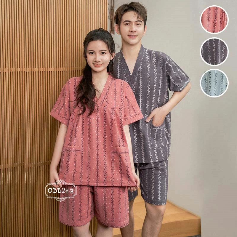 【期間限定17%!9,673→8,061円 5/16まで】サウナ服 バスローブ ルームウェア ペア カップル 半袖 春夏秋 セットアップ トップス+ズボン ホテル 温泉 ゆったり ユニセックス 大きいサイズ 部屋着 寝巻き 単品売り レッド グレー グリーン XL