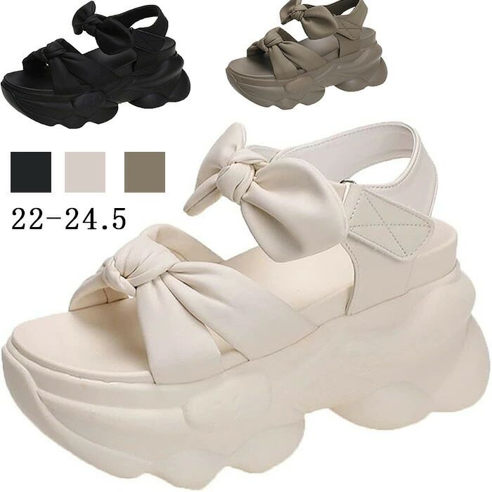【最安挑戦！55%OFF＆10916円→5718円!】厚底 ファッションサンダル レディース 軽量 ブーツサンダル マジックテープ 美脚 22.5・24.5cm 夏 カジュアルサンダル レディース厚底サンダル 歩きやすい スポーツサンダル