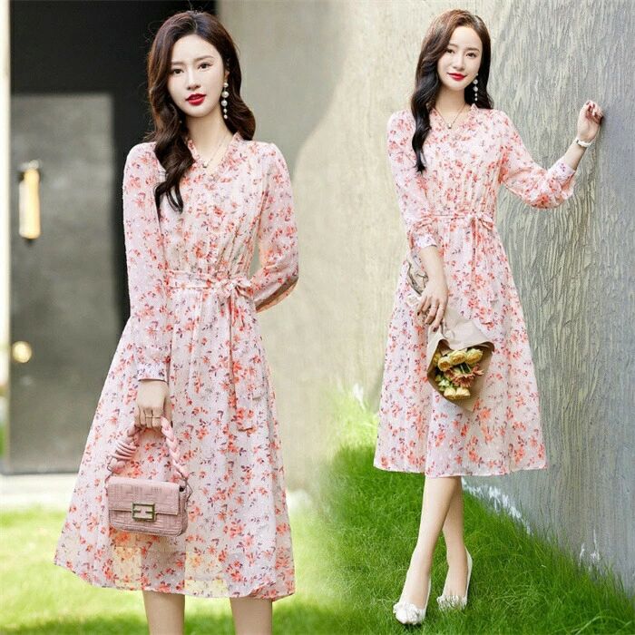 【最安挑戦！55%OFF＆29316円→15356円!】レディース ワンピース 長袖 シフォンワンピース 花柄 ファッション 母の日 ドレス きれいめ 大きいサイズ 体型カバー 通勤 通学 ギフト Aライン おしゃれ 着痩せ お呼ばれ 結婚式 二次会 11,056円
