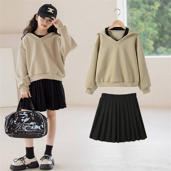【最安挑戦！55%OFF＆9618円→5038円!】子供セットアップ 女の子 2点セット 長袖 スカート ドレス セットアップ 日常 子供スーツ 綿 秋用 春用 シンプル ファッション 小学生 通学 遠足 旅行 普段着 韓国風 ロング袖 キッズ 女の子 おしゃれ